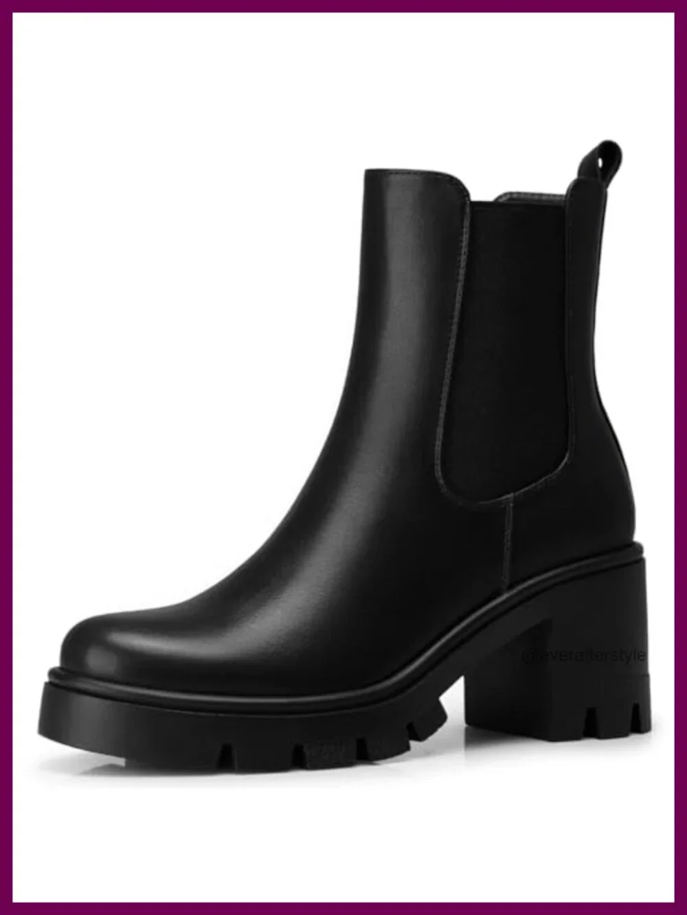 Women's Chelsea Ankle Boots Chunky Platform 2.9 Inch Heel PU Leather Lug Sole